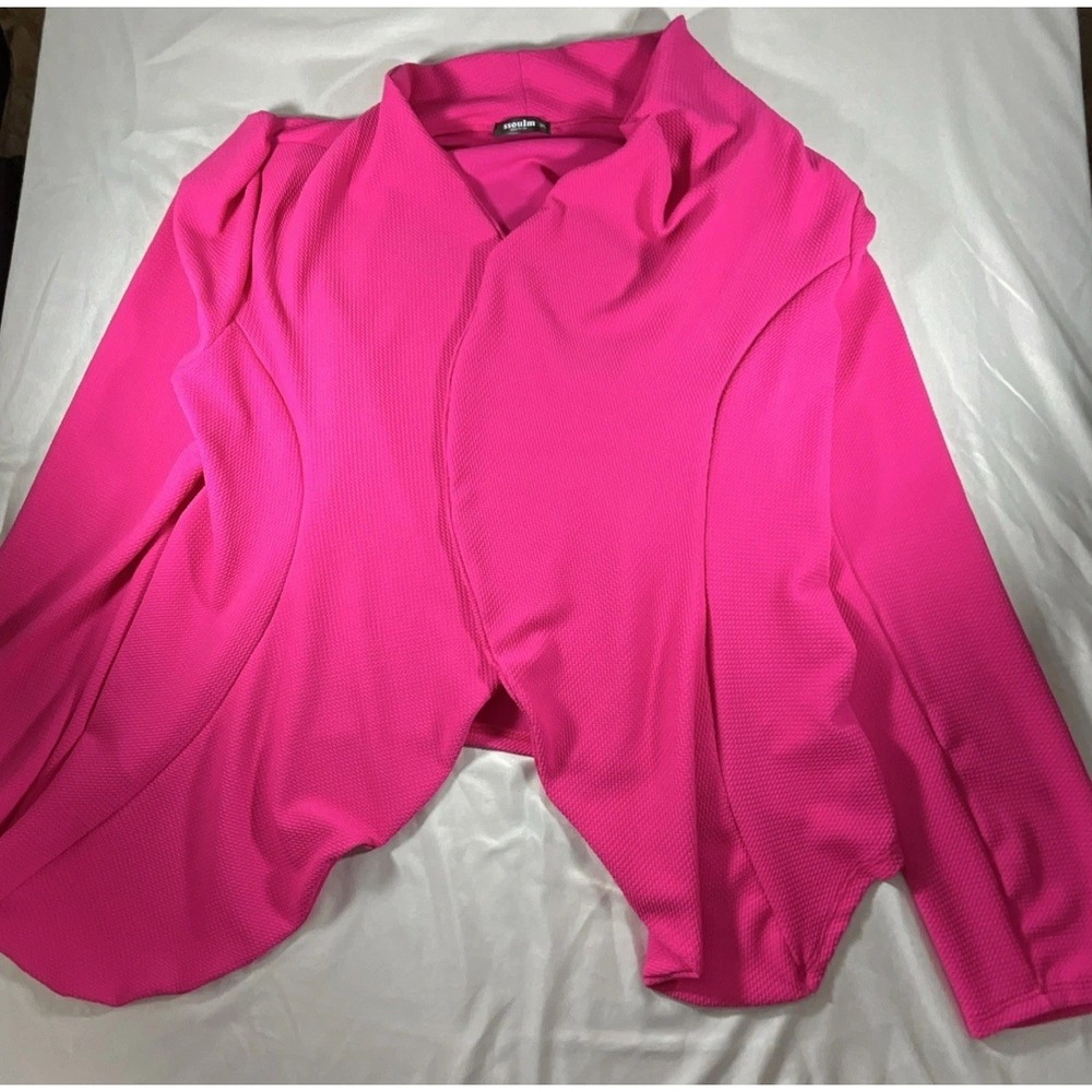Soulm Pink Open Front Relaxed Fit Lightweight Jacket Women's 3XL Long Sleeve